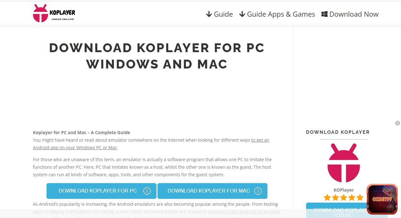 Bạn có thể download Koplayer cho PC hoặc MAC tùy theo thiết bị đang dùng