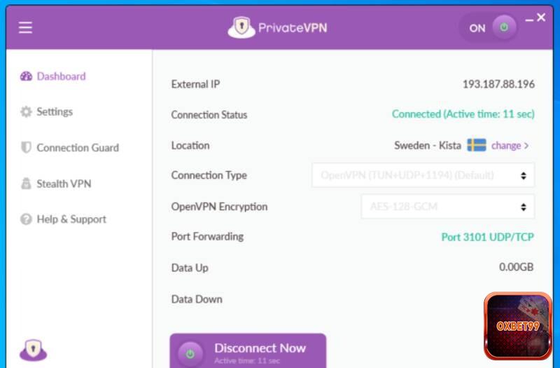 Mở phần mềm fake IP PrivateVPN để fake IP
